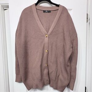 Elegant Button-Up Cardigan Sweater - Taupe